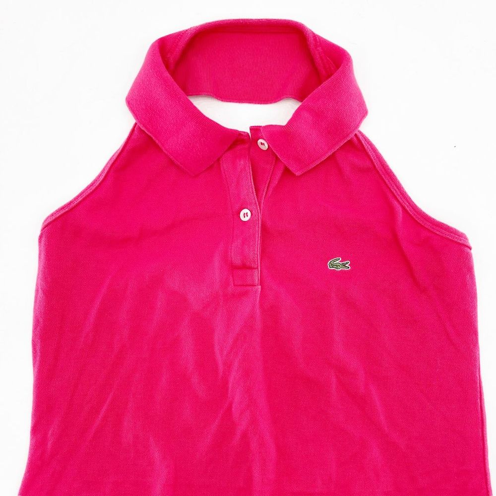 Lacoste Pink Halter Polo Mini Dress Women's Size 38 / M Mini Sleeveless Backless - Picture 4 of 5